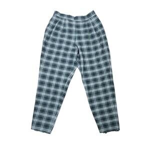 Vintage 90s Casablanca grey and green plaid flannel trouser pants M